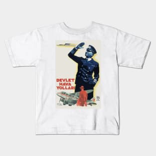 Devlet Hava Yollari Turkey Vintage Poster 1938 Kids T-Shirt